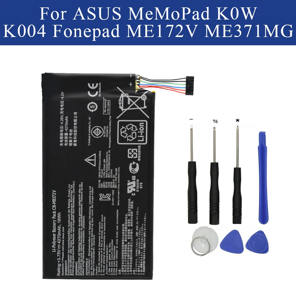 C11-ME172V Battery For ASUS MeMoPad K0W K004 Fonepad ME172V ME371MG 4270mAh Akku with Open tools
C11-ME172V Battery For ASUS MeMoPad K0W K004 Fonepad ME172V ME371MG 4270mAh Akku with Open tools