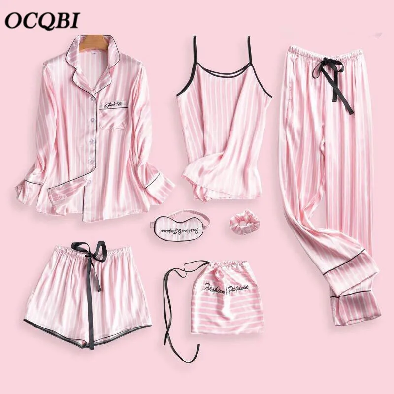 New Arrivals Summer Tops for Women 2018 Pajamas Sweet Seven Piece Shorts Striped Sleepwear
New Arrivals Summer Tops for Women 2018 Pajamas Sweet Seven Piece Shorts Striped Sleepwear