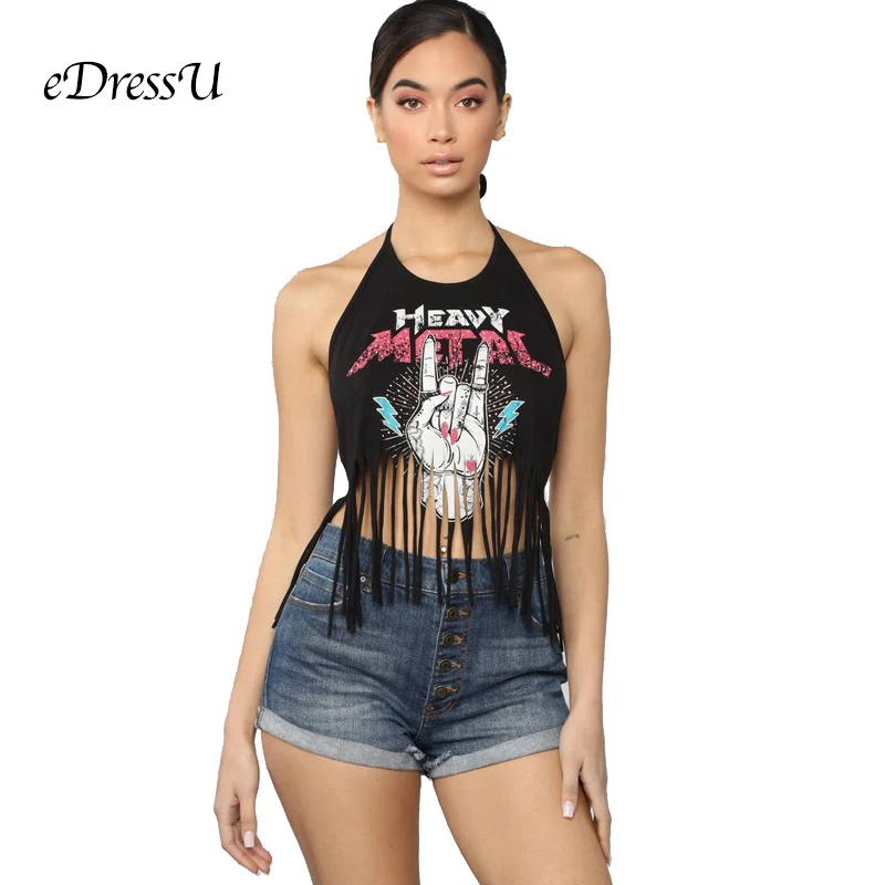 2019 Women Black Crop Top Sexy Print Tassel Halter Backless Summer Vest Tee Club Casual Daily Wear eDressU OSH-19188
2019 Women Black Crop Top Sexy Print Tassel Halter Backless Summer Vest Tee Club Casual Daily Wear eDressU OSH-19188