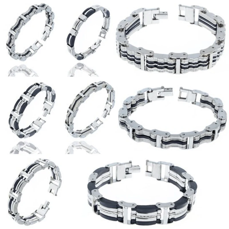 PINKSEE 5Pcs Lots Stainless Steel Black Rubber Motorcycle Link Chain Bike Bicycle Bracelet Bangle Cuff Classic Jewelry Wholesale
PINKSEE 5Pcs Lots Stainless Steel Black Rubber Motorcycle Link Chain Bike Bicycle Bracelet Bangle Cuff Classic Jewelry Wholesale