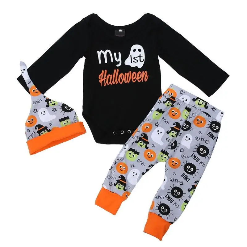 Infants Three-piece Halloween Printing Cartoon Ghost Baby Pants Cap Romper
Infants Three-piece Halloween Printing Cartoon Ghost Baby Pants Cap Romper