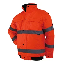 Hi Vis Orange Thermal Safety Bomber Jacket With Removable Sleeves Reflective Workwear Hi Vis Orange Thermal Safety Bomber Jacket With Removable Sleeves Reflective Workwear