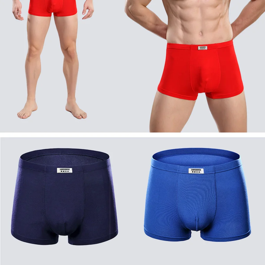 LIONZONE Men Boxer Shorts Brand Quality Sexy Underwear Modal Male Comfortable Solid Panties Underpants Cueca Boxers 25