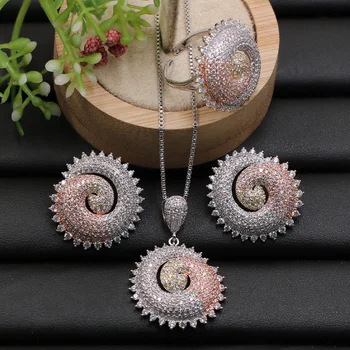 Lanyika Jewelry Set Elegant Spiral Circle Necklace with Earrings and Ring for Engagement Micro Paved Popular Luxury Best Gifts
Lanyika Jewelry Set Elegant Spiral Circle Necklace with Earrings and Ring for Engagement Micro Paved Popular Luxury Best Gifts