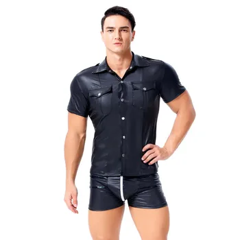 Plus Size Men Lingerie Sexy Men's Top Learher Catsuit Latex Top Tanks With Pocket Bodysuits Stage Clubwear Sexy Men
Plus Size Men Lingerie Sexy Men's Top Learher Catsuit Latex Top Tanks With Pocket Bodysuits Stage Clubwear Sexy Men