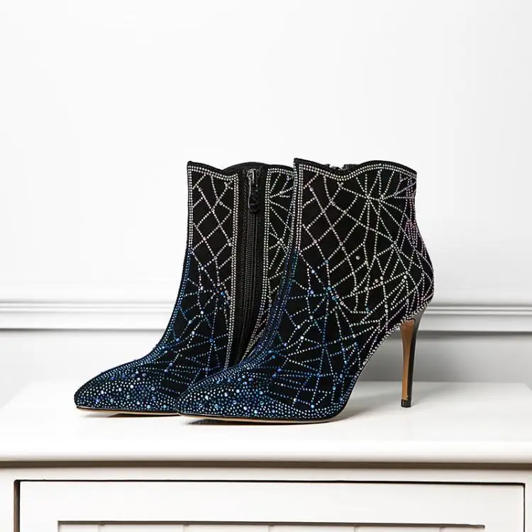 Fashion New Designers Bling Mixed Color Crystal Mesh Upper Ladies Booties Chic Pointed Toe High Heels Winter Shoes Woman Runway
Fashion New Designers Bling Mixed Color Crystal Mesh Upper Ladies Booties Chic Pointed Toe High Heels Winter Shoes Woman Runway