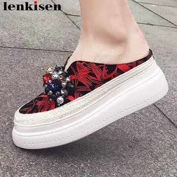 Lenkisen mixed color British style mules round toe loafers platform high bottom colorful beading daily wear vulcanized shoes L12
Lenkisen mixed color British style mules round toe loafers platform high bottom colorful beading daily wear vulcanized shoes L12
