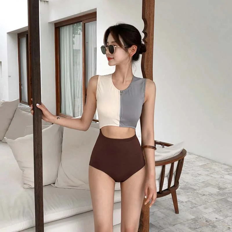 Cut Out Sexy One Piece Women Swimsuit Solid Patchwork Swimwear Push Up Monokini Front Zipper High Neck Bathing Suit Pad Bodysuit
Cut Out Sexy One Piece Women Swimsuit Solid Patchwork Swimwear Push Up Monokini Front Zipper High Neck Bathing Suit Pad Bodysuit