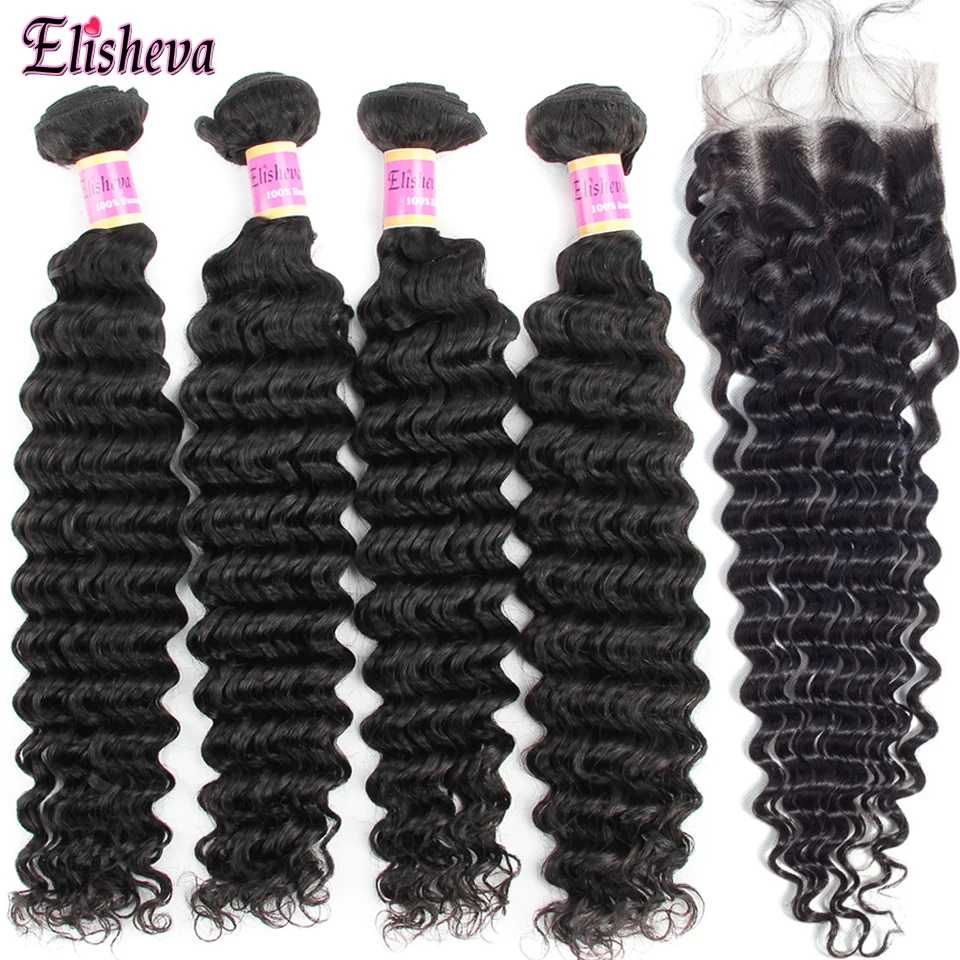 Elisheva Deep Wave Lace Closure With Bundles Brazilian Remy Human Hair 4 Bundles Extensions With 1 Closure Pre plucked Baby hair
Elisheva Deep Wave Lace Closure With Bundles Brazilian Remy Human Hair 4 Bundles Extensions With 1 Closure Pre plucked Baby hair
