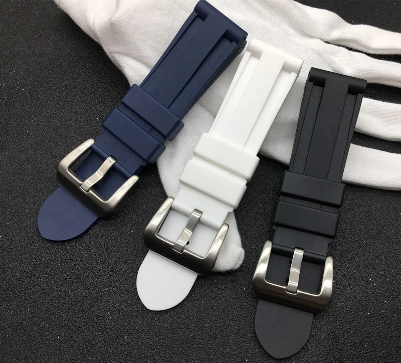 Top Quality watchband Black Blue White Rubber Watch Band 24mm Men Sport Strap Watch Accessories For PANERAI belt for all brand
Top Quality watchband Black Blue White Rubber Watch Band 24mm Men Sport Strap Watch Accessories For PANERAI belt for all brand