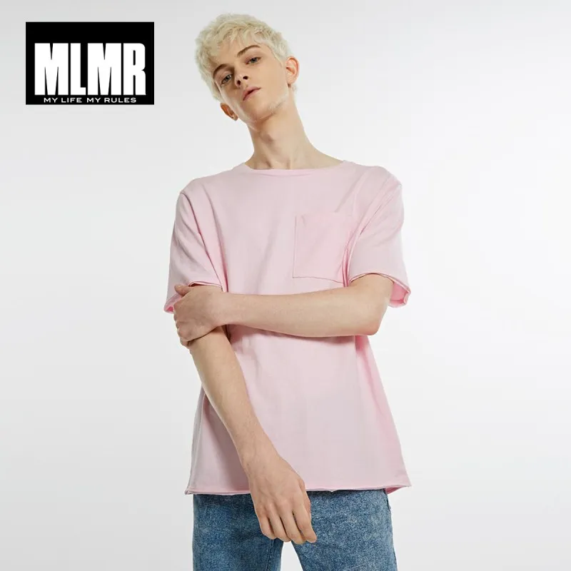 MLMR Мужская футболка с короткими рукавами из 100% хлопка чистого цвета круглым