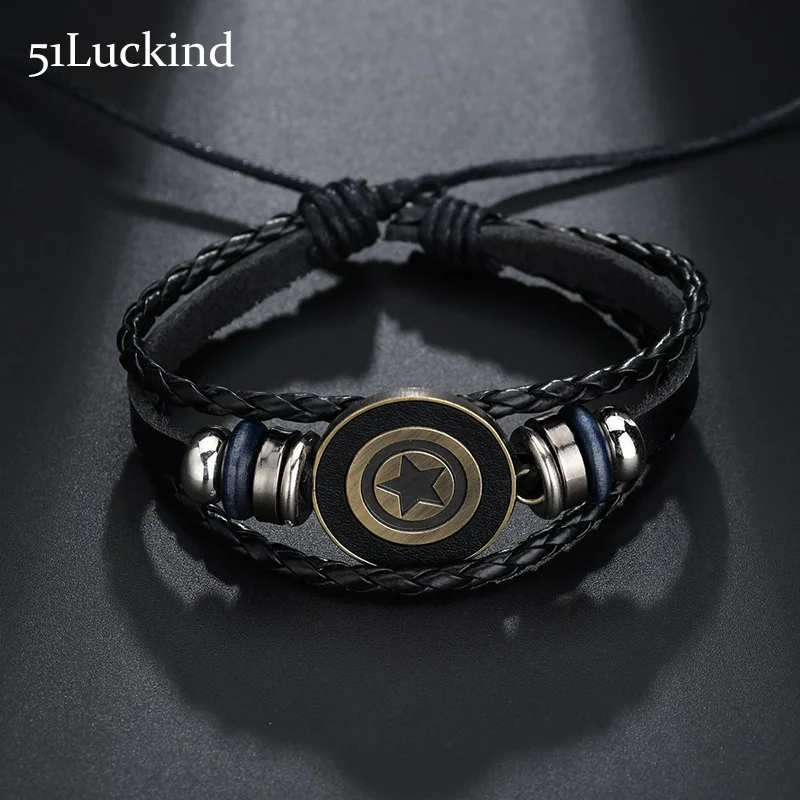 New Arrival Handmade Captain America Shield Bracelet Charms Antique Multilayer Braided Leather Braclet For Men Jewelry Bileklik
New Arrival Handmade Captain America Shield Bracelet Charms Antique Multilayer Braided Leather Braclet For Men Jewelry Bileklik