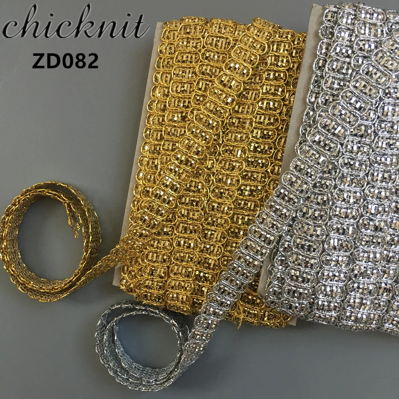 CHICKNIT Width 12mm Bright stripe lace trim Curve Lace ribbon braided with gold and silver ZD082
CHICKNIT Width 12mm Bright stripe lace trim Curve Lace ribbon braided with gold and silver ZD082