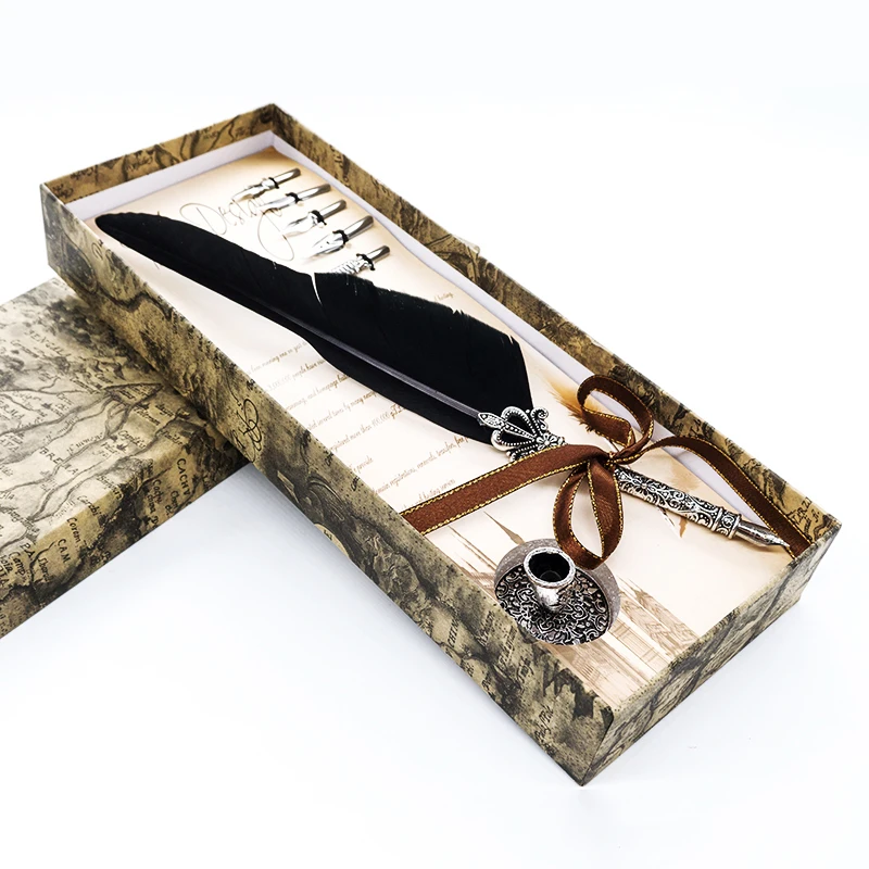 1pc Feather Dip Fountain Pen Gift Box Sets Quill Oblique Pens with 5pcs Nib Metal Base for Fancy Font Calligraphy Pen Quill pen
1pc Feather Dip Fountain Pen Gift Box Sets Quill Oblique Pens with 5pcs Nib Metal Base for Fancy Font Calligraphy Pen Quill pen