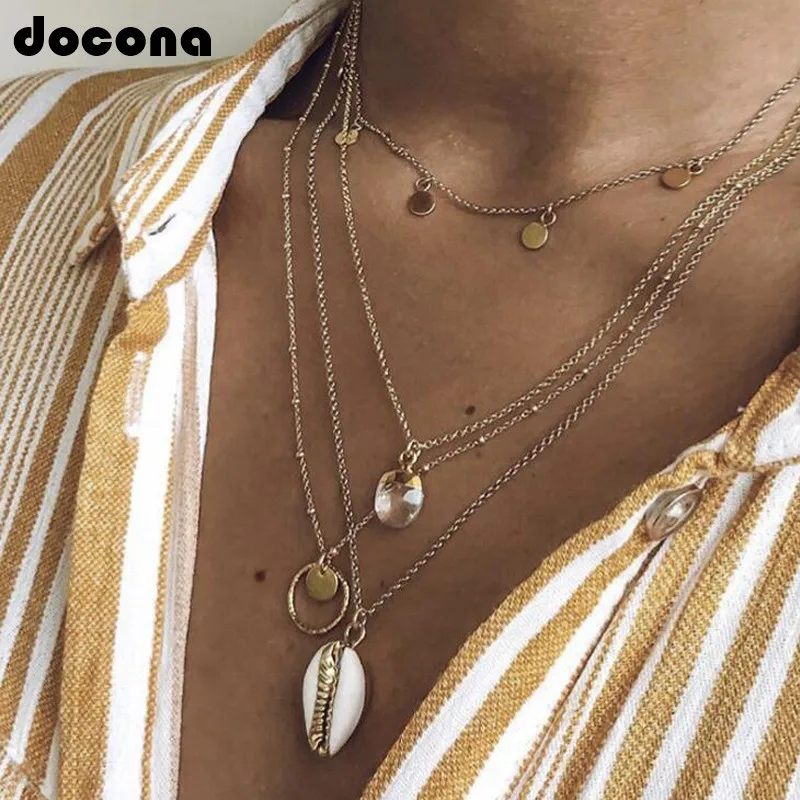 Docona Women Vintage Gold Color Chain Beach Ocean Shell Crystal Pendant Multi Layer Necklace Punk Party Jewelry Collar F06402
Docona Women Vintage Gold Color Chain Beach Ocean Shell Crystal Pendant Multi Layer Necklace Punk Party Jewelry Collar F06402
