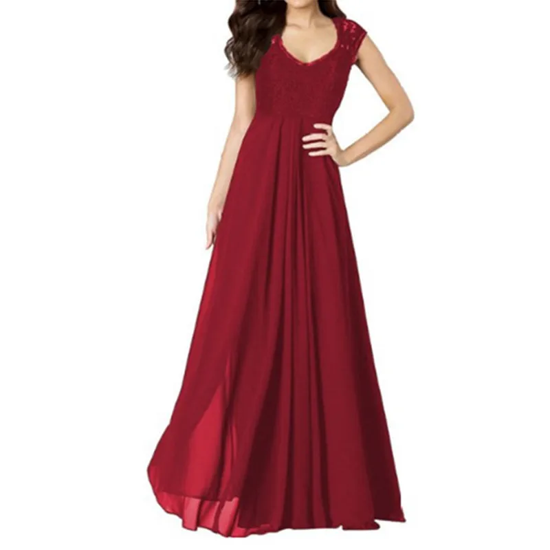 Womens Elegant Sexy Lace Patchwork Chiffon Dress V-neck Sleeveless Long Dresses Ladies Casual Evening Party Maxi Dress wdr114
Womens Elegant Sexy Lace Patchwork Chiffon Dress V-neck Sleeveless Long Dresses Ladies Casual Evening Party Maxi Dress wdr114