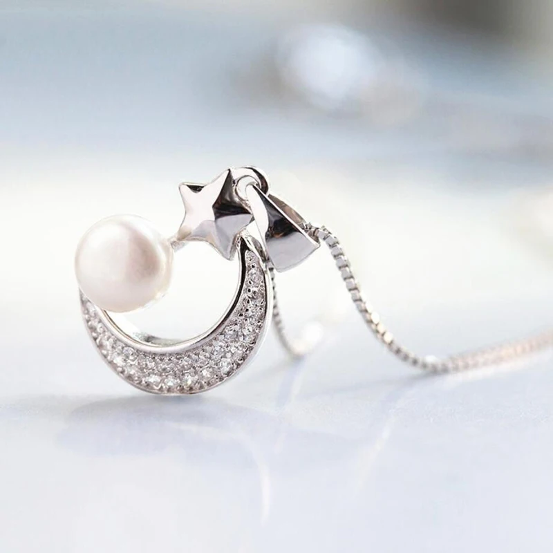 KOFSAC Fine 925 Sterling Silver Necklaces For Women Jewelry Simple Zircon Moon Crescent Pearl Star Necklace Girl Engagement Gift
KOFSAC Fine 925 Sterling Silver Necklaces For Women Jewelry Simple Zircon Moon Crescent Pearl Star Necklace Girl Engagement Gift
