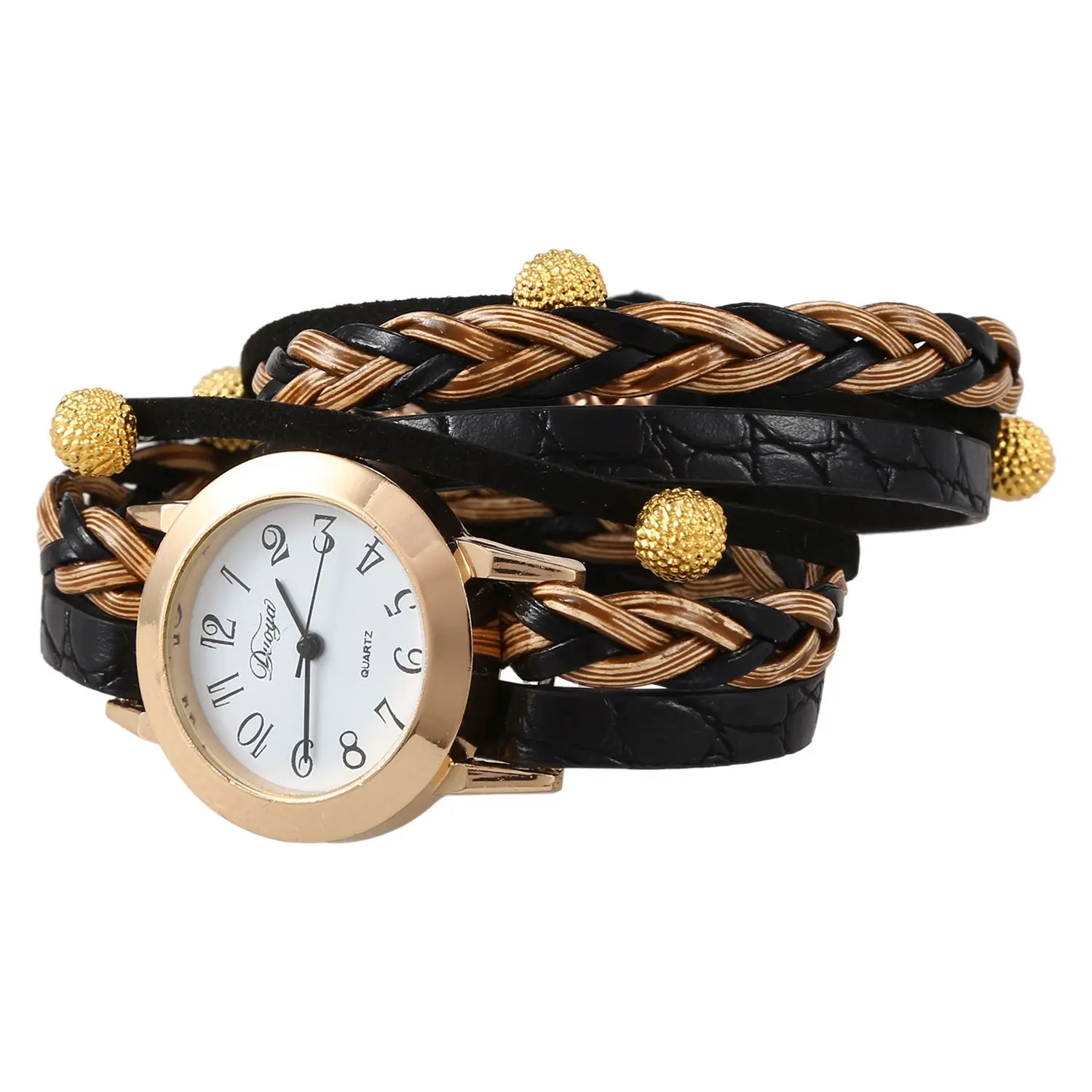 Duoya Brand Women Bracelet Watch Fashion Luxury Gold Beads Braided Quartz Wrist Watch Ladies Vintage Watch Gift, D124
Duoya Brand Women Bracelet Watch Fashion Luxury Gold Beads Braided Quartz Wrist Watch Ladies Vintage Watch Gift, D124