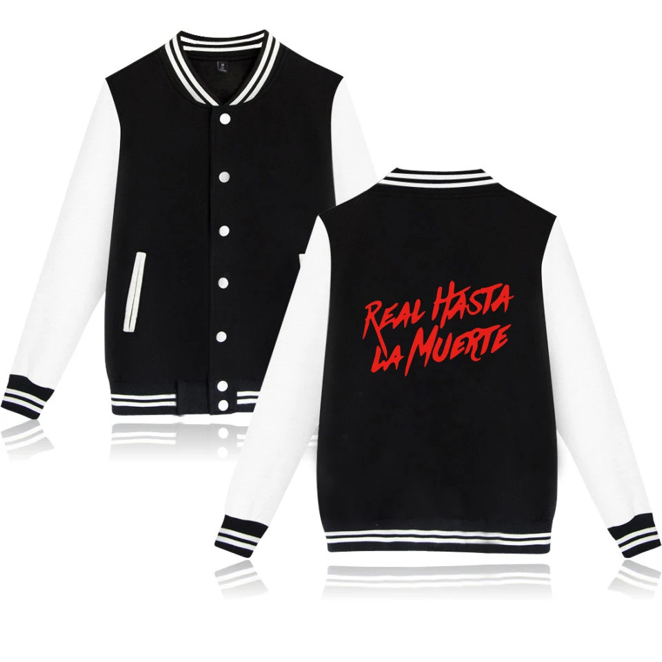 

Real hasta la muerte 2019 Korean The New autumn Baseball jacket Fashion Casual Loose jacket Hip Hop College style Long Sleeve