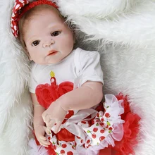 Hot 23” 57cm Reborn Doll Baby With Red Skin Real Full Silicone Born Baby Doll Cute Newborn Baby Cherry Princess Birth Kits Gift