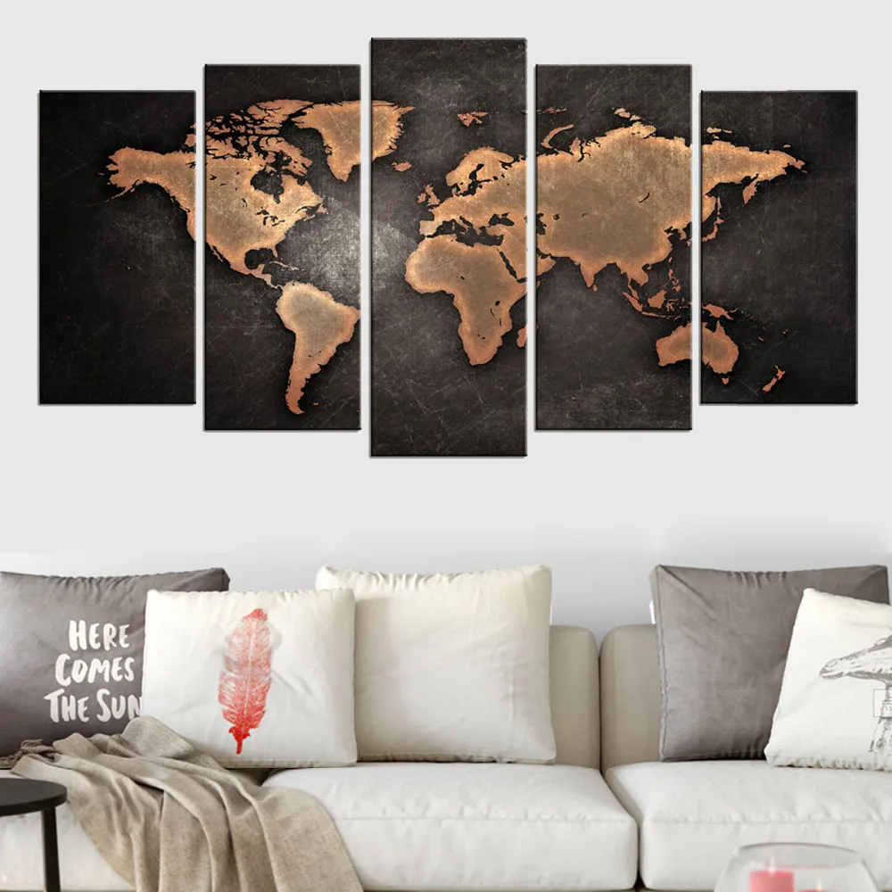 5 Panel World Map Canvas Painting Modern Abstract Global Map Posters Canvas Print Art Wall Pictures for Office Decor with Frame
5 Panel World Map Canvas Painting Modern Abstract Global Map Posters Canvas Print Art Wall Pictures for Office Decor with Frame