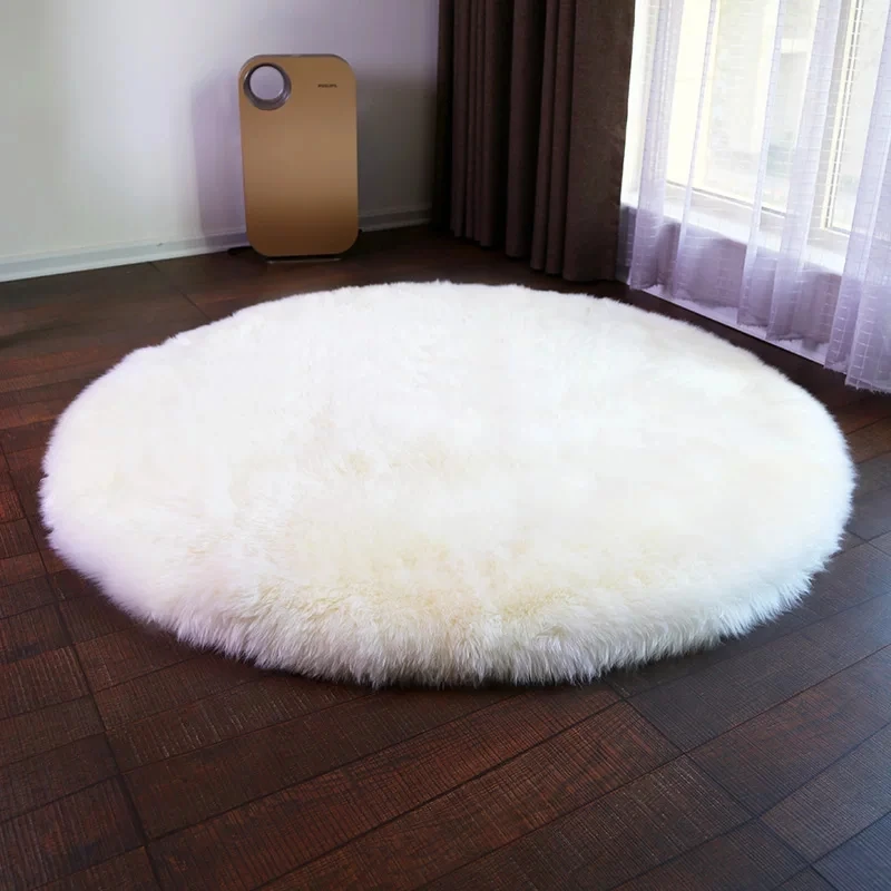 Image Big round shape sheep fur throw for furniture upholstery, bedding sheepskin rug, luxury sheep skin ground mat  free shipping