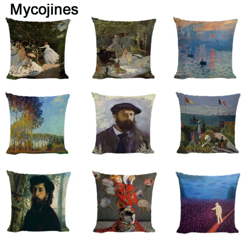 Monet Painting Cushion Cover Sunrise Blue water lily 45*45 cm Linen Throw Pillowcase Decorative Home Decoration Accessories
Monet Painting Cushion Cover Sunrise Blue water lily 45*45 cm Linen Throw Pillowcase Decorative Home Decoration Accessories