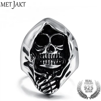 MetJakt Punk Skull Grim Reaper Rings Solid 925 Sterling Silver Ring for Biker Men's Vintage Personality Jewelry Single Male Ring
MetJakt Punk Skull Grim Reaper Rings Solid 925 Sterling Silver Ring for Biker Men's Vintage Personality Jewelry Single Male Ring