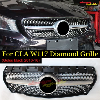 

For Mercedes CLA W117 C117 X117 Sports Front Diamond Grille Grill Grills Silver CLA200 CLA180 CLA250 Direct Replacement 2014-18