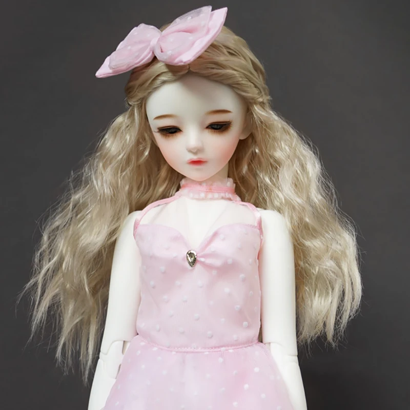 Cateleya Lmitation мохеровые золотые тканые длинные вьющиеся волосы BJD SD парик для кукол