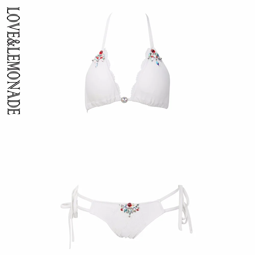 Love&Lemonade White Two-Pieces Colorful Beaded Lace Decoration Beach Sets LM1033 
Love&Lemonade White Two-Pieces Colorful Beaded Lace Decoration Beach Sets LM1033