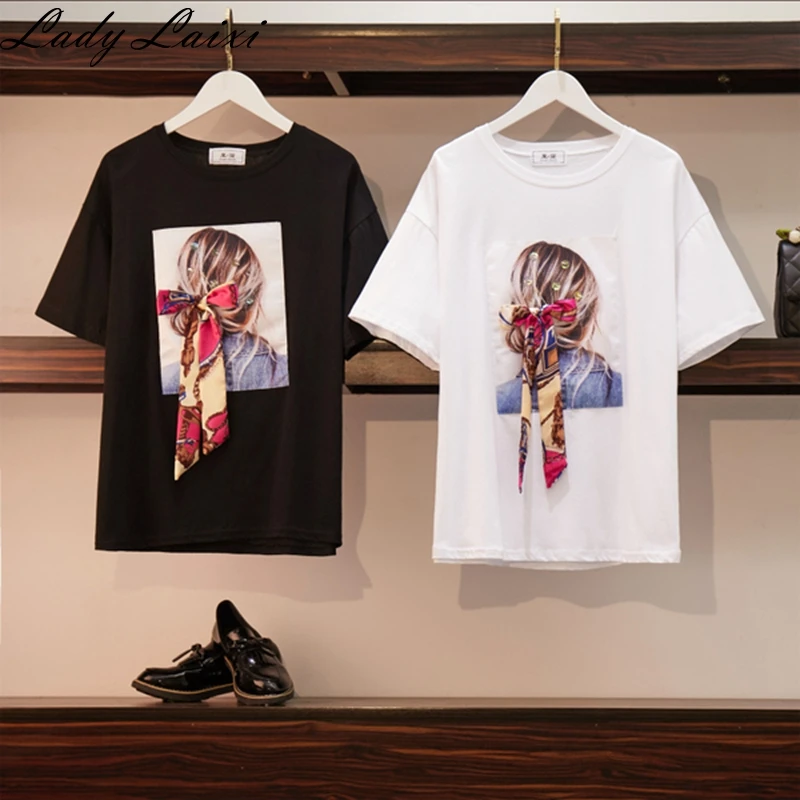 2019 Summer Fashion T Shirt Women Character Printing Loose Casual Bowknot Top Tees Women Cotton T-Shirts plus size 4XL
2019 Summer Fashion T Shirt Women Character Printing Loose Casual Bowknot Top Tees Women Cotton T-Shirts plus size 4XL