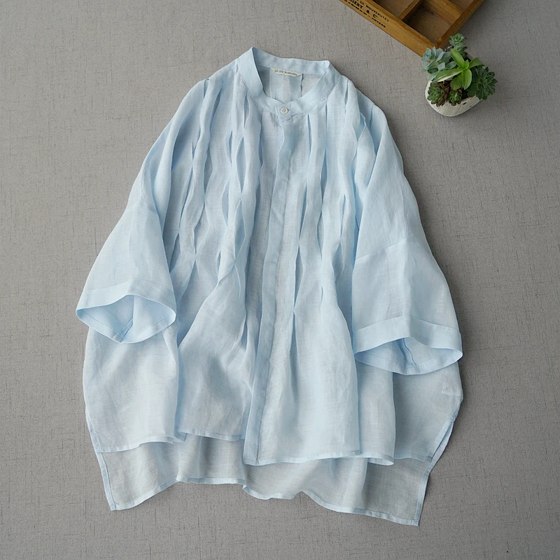 Summer New Women Ultra Loose Mori Girls Japanese Style Batwing Sleeves Comfortable See-through Thin Ramie Shirts/Blouse 3 Colors
Summer New Women Ultra Loose Mori Girls Japanese Style Batwing Sleeves Comfortable See-through Thin Ramie Shirts/Blouse 3 Colors