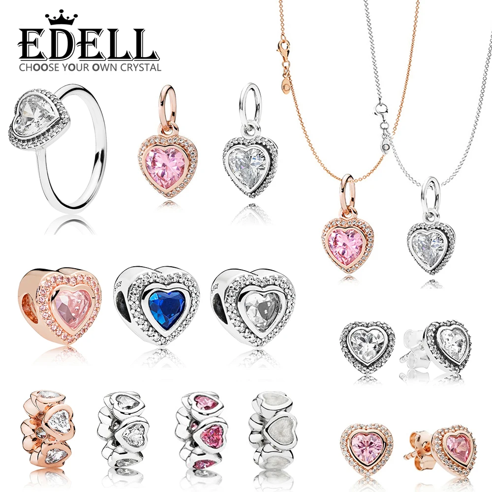 EDELL 100% 925 Sterling Silver 1:1 Sparkling Love Heart Ring Pendant Spacer Beaded Stud Earrings Necklace Glamour Rose Gold
EDELL 100% 925 Sterling Silver 1:1 Sparkling Love Heart Ring Pendant Spacer Beaded Stud Earrings Necklace Glamour Rose Gold