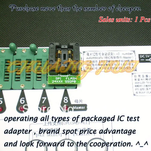 SSOP8/TSSOP8 for SPI-FLASH Programmer Adapter 24XXX eeprom flash Adapter (Two placement)
SSOP8/TSSOP8 for SPI-FLASH Programmer Adapter 24XXX eeprom flash Adapter (Two placement)