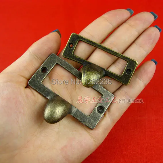 53*33mm Antique bronze alloy tag handle Packaging Hardware Small handle drawer label cards Wholesale
53*33mm Antique bronze alloy tag handle Packaging Hardware Small handle drawer label cards Wholesale