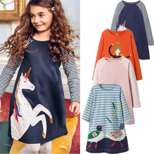 NEWEST Baby Girl Dress with Animals Princess Long Sleeve Dresses Children Autumn Clothing for Kids robe fillette | Детская одежда и