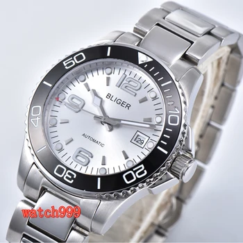 Bliger 40mm silver white dial ceramic bezel waterproof mechanical watch stainless steel case sapphire glass automatic mens watch
Bliger 40mm silver white dial ceramic bezel waterproof mechanical watch stainless steel case sapphire glass automatic mens watch