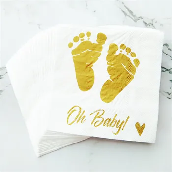 20pcs/lot Baby Shower Napkins Oh Baby Beverage Napkins Gold Printed Baby's Feet Napkins for Boy and Girl Birthday Party Supplies
20pcs/lot Baby Shower Napkins Oh Baby Beverage Napkins Gold Printed Baby's Feet Napkins for Boy and Girl Birthday Party Supplies