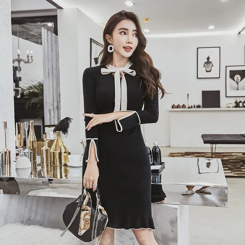 2018 Vintage Knitting Autumn Winter Dress Women Casual Long Sleeve Dress Female Elegant Party Dresses vestidos high quality
2018 Vintage Knitting Autumn Winter Dress Women Casual Long Sleeve Dress Female Elegant Party Dresses vestidos high quality
