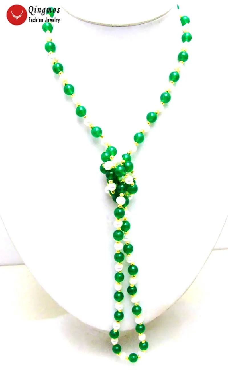 Qingmos Natural Pearl Necklace for Women with Round 6-7mm White Pearl & 8mm Green Jades Stone Long Necklace Fine Jewelry 40''
Qingmos Natural Pearl Necklace for Women with Round 6-7mm White Pearl & 8mm Green Jades Stone Long Necklace Fine Jewelry 40''