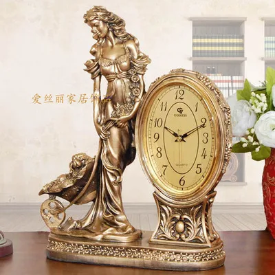 Living room mute seat clock large table bell goddess craft clock creative pendulum vintage luxury timepiece sculptures room
Living room mute seat clock large table bell goddess craft clock creative pendulum vintage luxury timepiece sculptures room