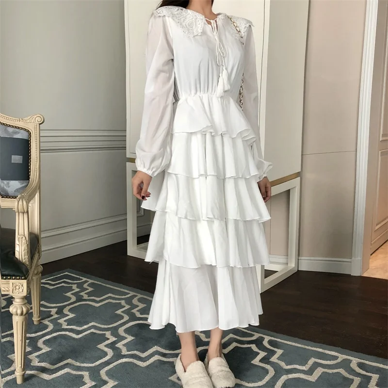 women's Spring summer long-sleeved cake dress doll collar high waist temperament bottoming dress waist long cake dresses
women's Spring summer long-sleeved cake dress doll collar high waist temperament bottoming dress waist long cake dresses