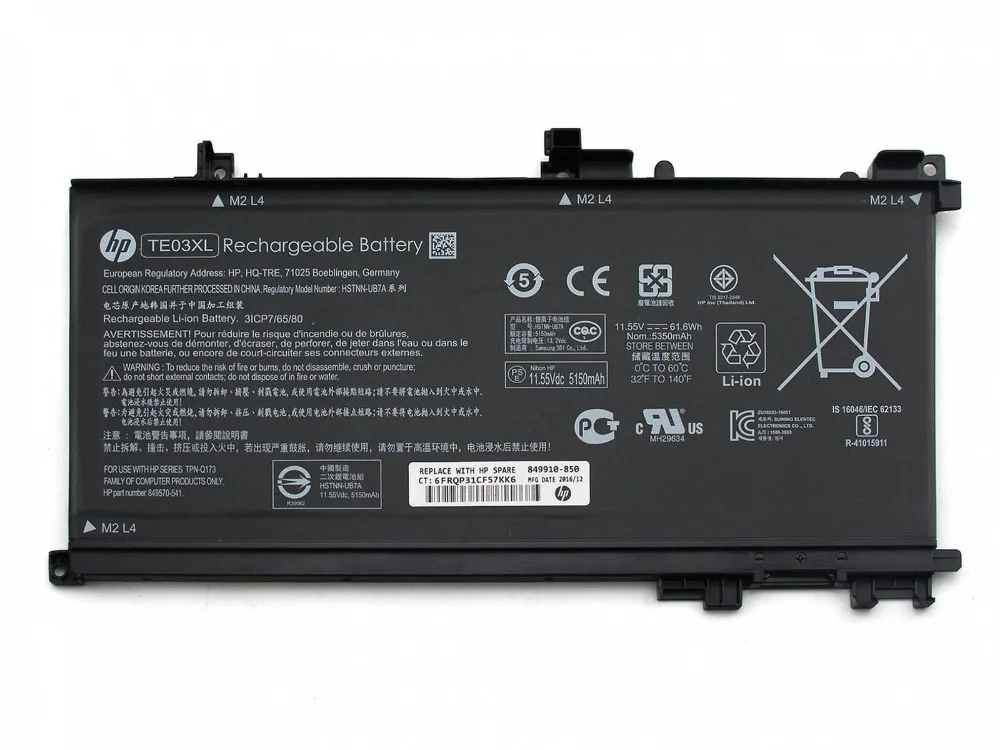 New Genuine laptop Battery FOR HP PAVILION 15-BC000 OMEN 15-AX 15T-AX 15-ax000 15t-ax000 15t-ax200 series TE03XL 11.55V 61.6WH
New Genuine laptop Battery FOR HP PAVILION 15-BC000 OMEN 15-AX 15T-AX 15-ax000 15t-ax000 15t-ax200 series TE03XL 11.55V 61.6WH