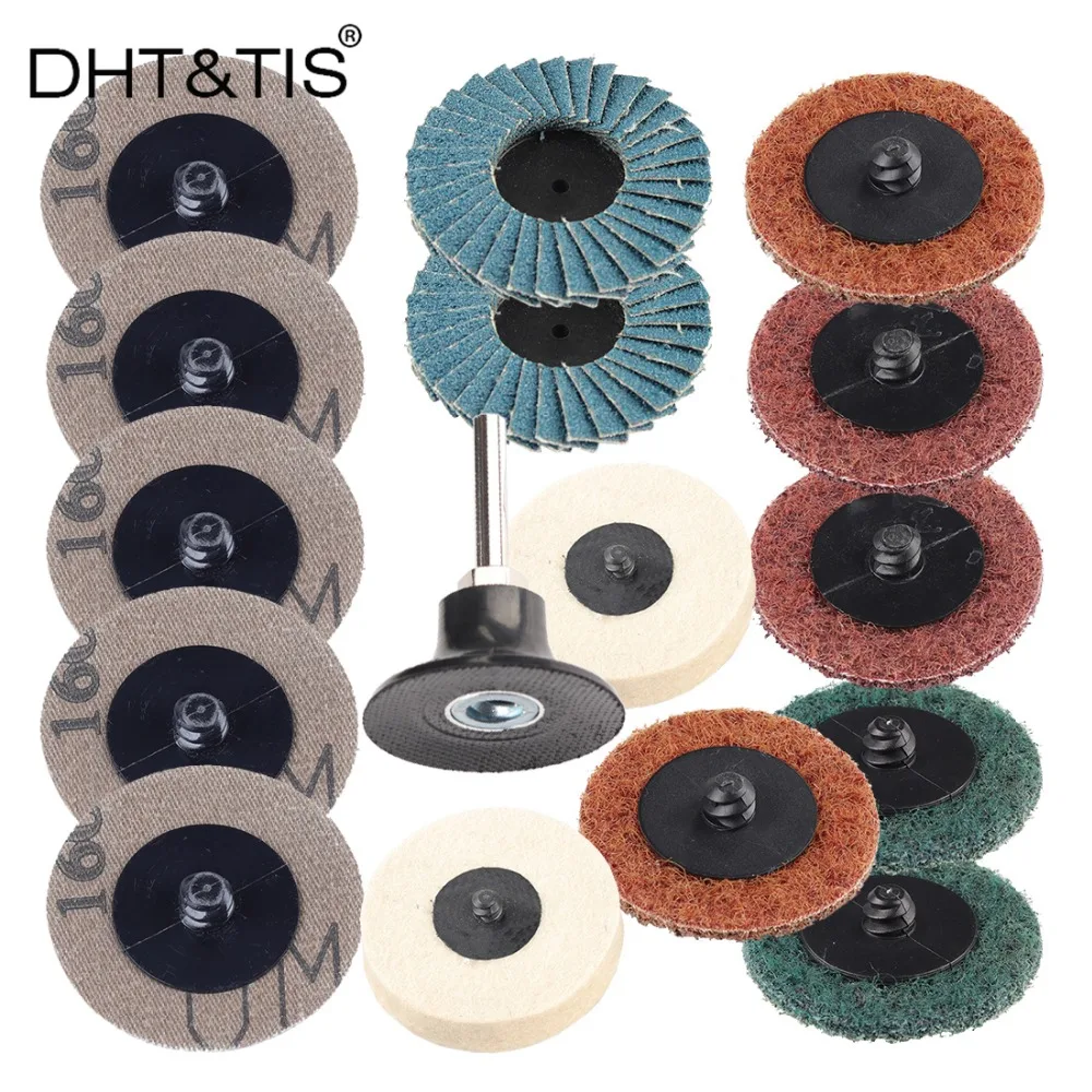 DHT&TIS 20pcs 2" Roloc Grinding Disc Flap Disc Wheel Wool Pad + 1 Holder for Metal polishing Finishing Power Tool
DHT&TIS 20pcs 2" Roloc Grinding Disc Flap Disc Wheel Wool Pad + 1 Holder for Metal polishing Finishing Power Tool