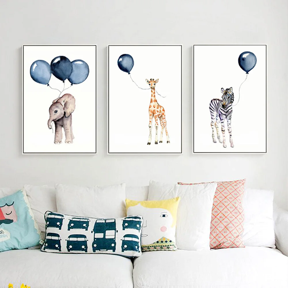 Zebra Elephant Blue Balloon Wall Art Canvas Poster Nursery Quotes Print Nordic Painting Wall Picture Kids Living Room Decoration
Zebra Elephant Blue Balloon Wall Art Canvas Poster Nursery Quotes Print Nordic Painting Wall Picture Kids Living Room Decoration