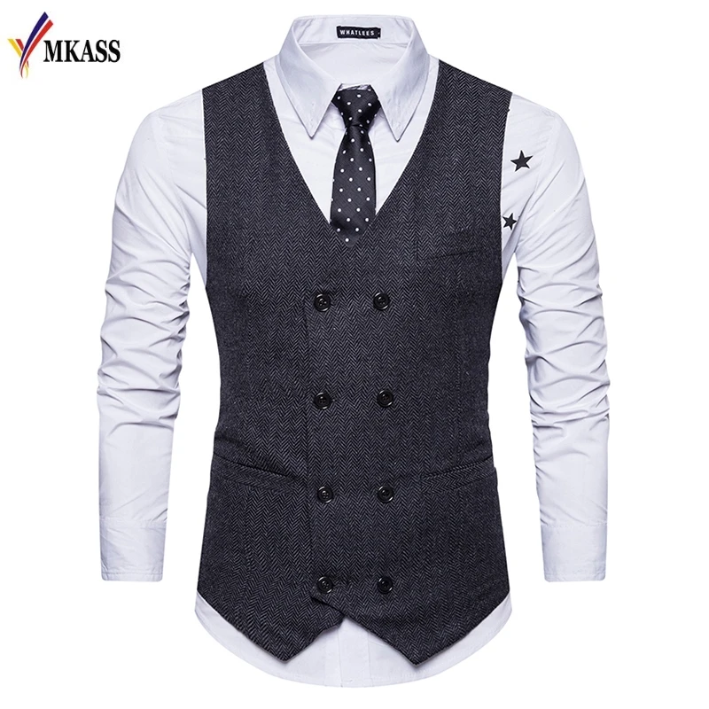 New Autumn Men Vests British Style Slim Woollen Cloth Double Breasted Sleeveless Jacket Waistcoat Men Suit Vest
New Autumn Men Vests British Style Slim Woollen Cloth Double Breasted Sleeveless Jacket Waistcoat Men Suit Vest