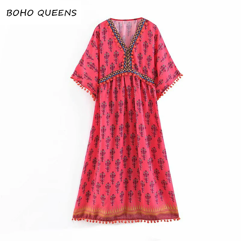 Vintage chic women floral print batwing sleeve beach Bohemian chiffon dresses Ladies V neck Tassel Summer Boho dress vestidos
Vintage chic women floral print batwing sleeve beach Bohemian chiffon dresses Ladies V neck Tassel Summer Boho dress vestidos