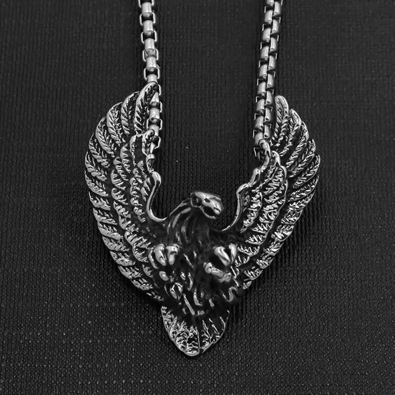 Europe and the United States Fashion Titanium Steel Eagle Pendant Eagles Wing Necklace Jewelry
Europe and the United States Fashion Titanium Steel Eagle Pendant Eagles Wing Necklace Jewelry