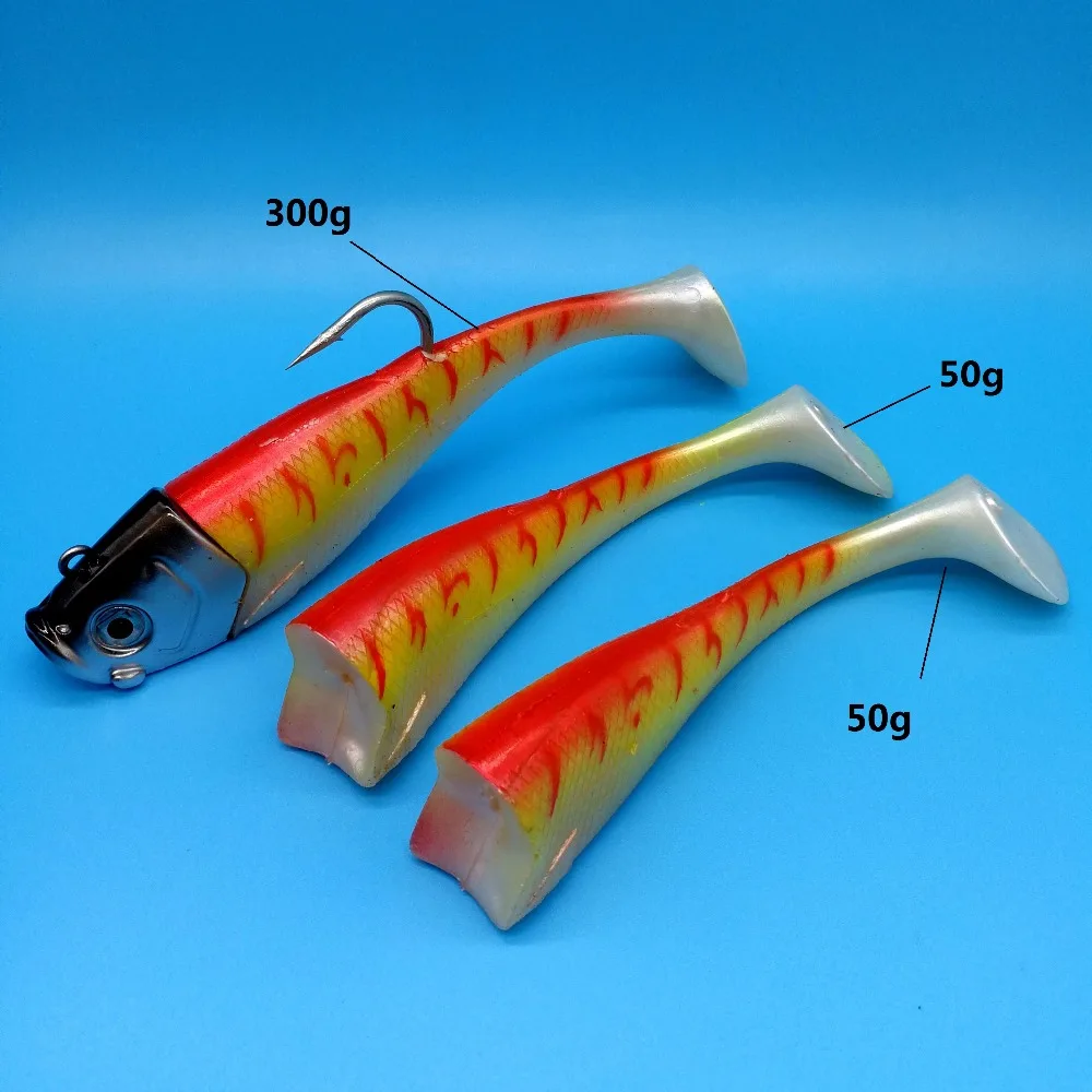 HOOFISH 3PCS/LOT 300G T-tail Lead head fishing lure with Two replaceable tails 18cm/3color 3D eyes soft lure
HOOFISH 3PCS/LOT 300G T-tail Lead head fishing lure with Two replaceable tails 18cm/3color 3D eyes soft lure